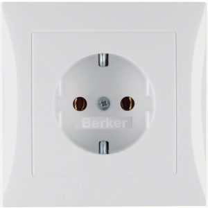 BERKER SCHUKO-Steckdose mit Abdeckung Polarweiss 47428989
