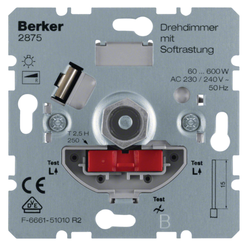 BERKER/HAGER Drehdimmer mit Softrastung Hauselektronik 2875 Phasenanschnitt 2875