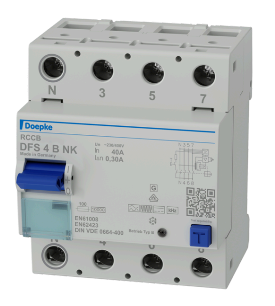 Doepke DFS 4 040-4/0,30-B NK Fehlerstromschutzschalter, 40/0,3A, 4-Polig, Typ B (09136995)
