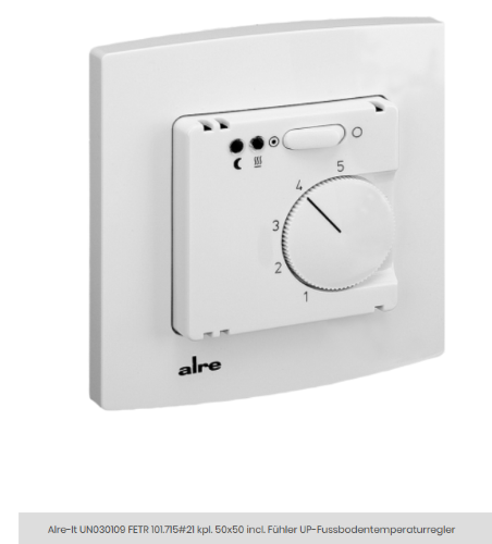 ALRE Alre-It UN030109 FETR 101.715#21 kpl. 50x50 incl. Fühler UP-Fussbodentemperaturregler Art.-Nr.UN030109
